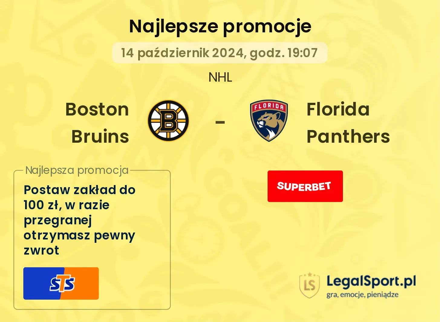 Boston Bruins - Florida Panthers promocje bonusy na mecz