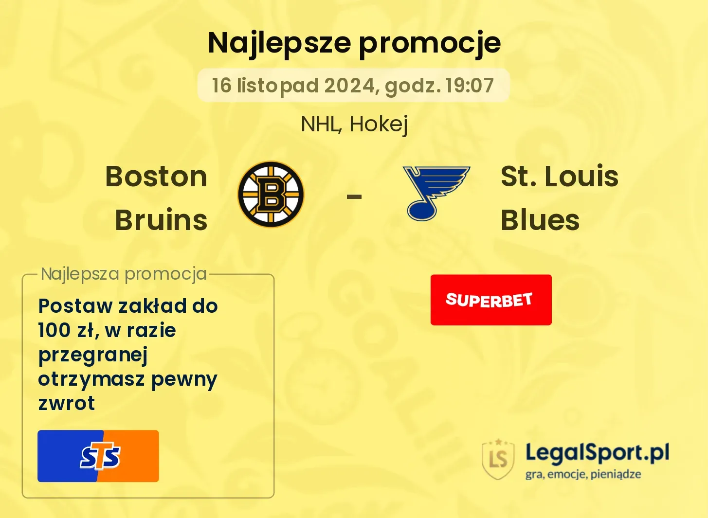 Boston Bruins - St. Louis Blues promocje bonusy na mecz