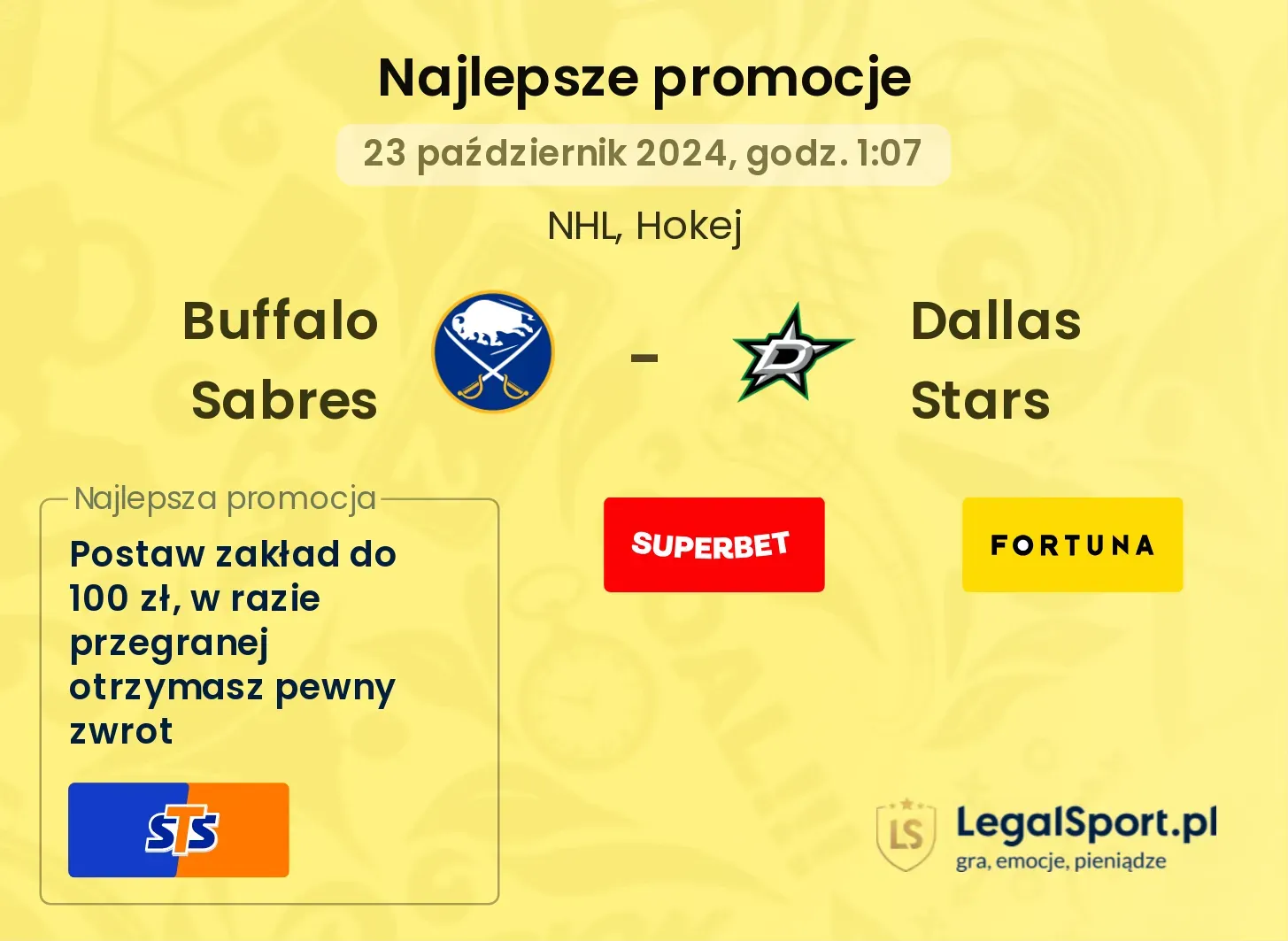 Buffalo Sabres - Dallas Stars promocje bonusy na mecz