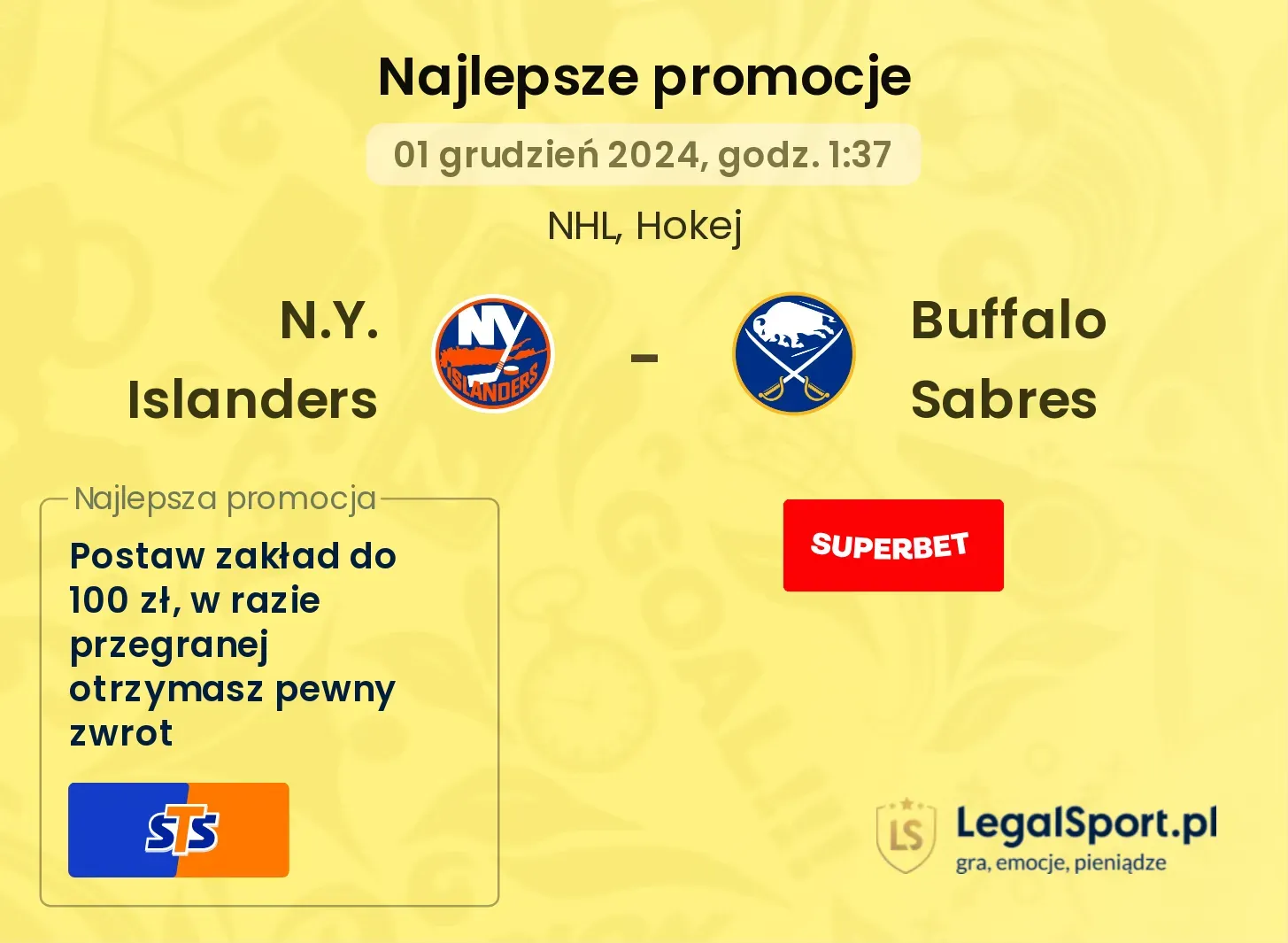 Buffalo Sabres - N.Y. Islanders promocje bonusy na mecz