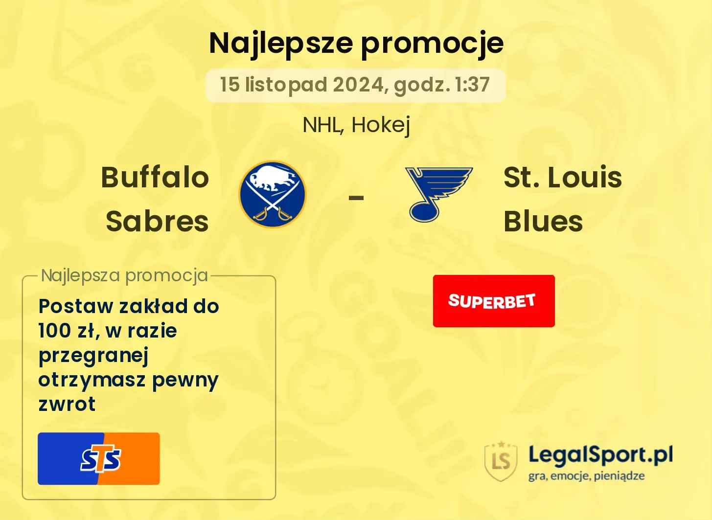 Buffalo Sabres - St. Louis Blues promocje bonusy na mecz