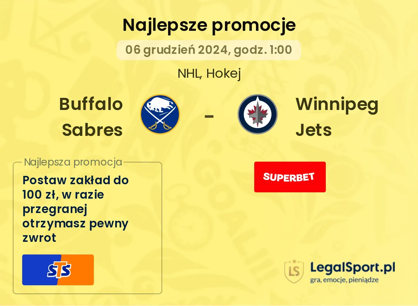 Buffalo Sabres - Winnipeg Jets promocje bonusy na mecz