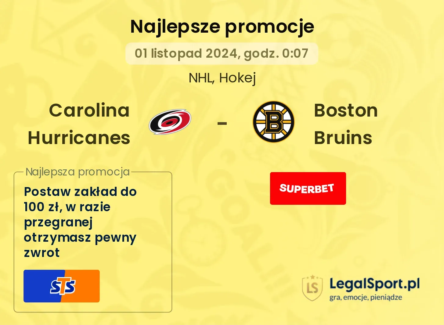 Carolina Hurricanes - Boston Bruins promocje bonusy na mecz