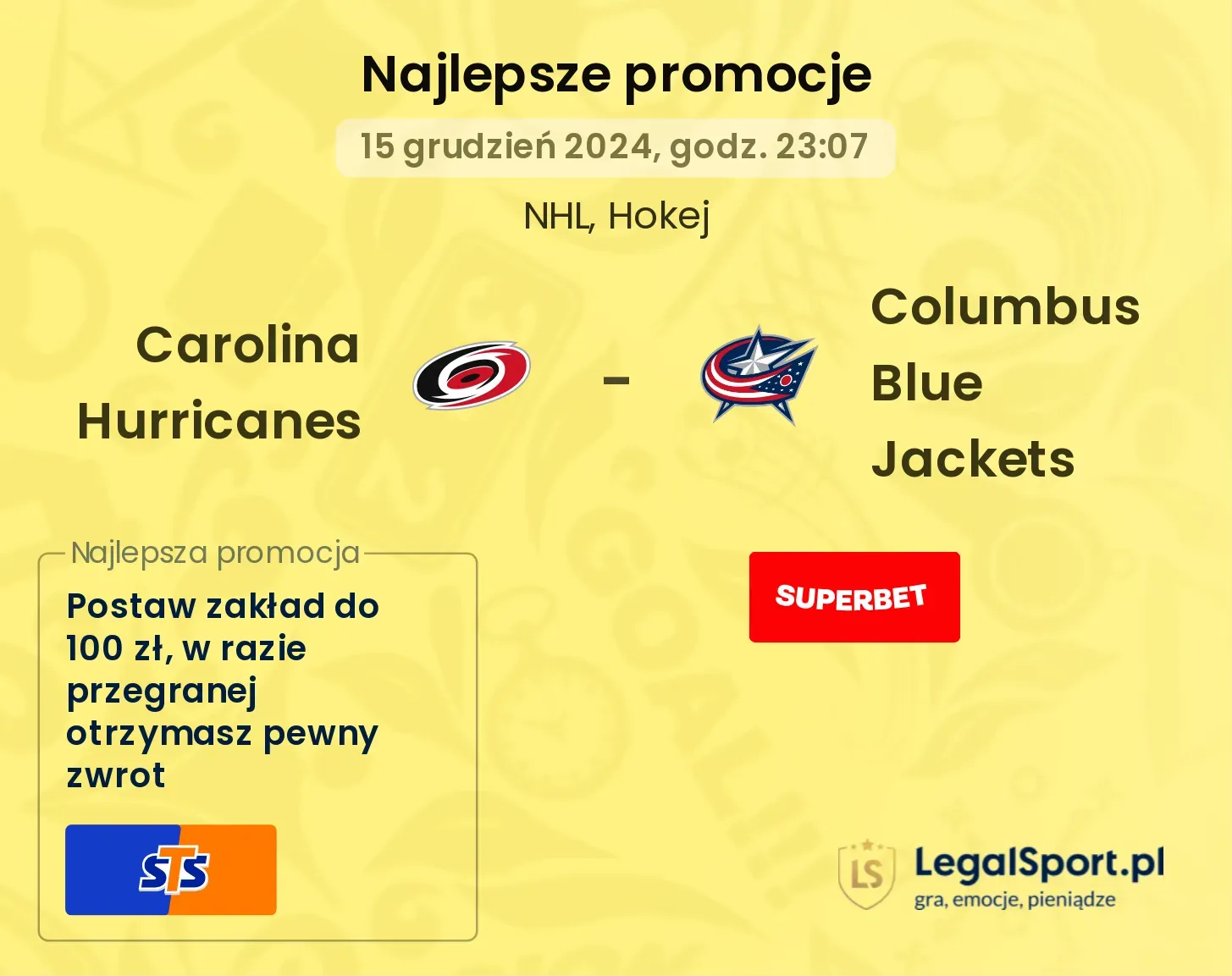 Carolina Hurricanes - Columbus Blue Jackets promocje u bukmacherów