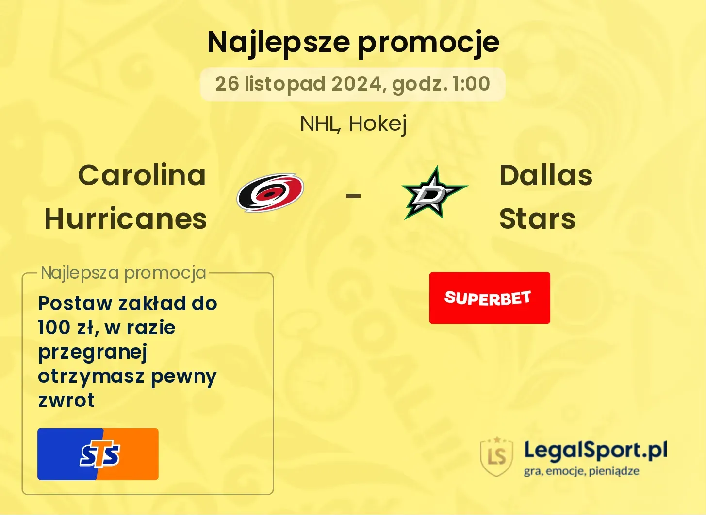 Carolina Hurricanes - Dallas Stars promocje bonusy na mecz