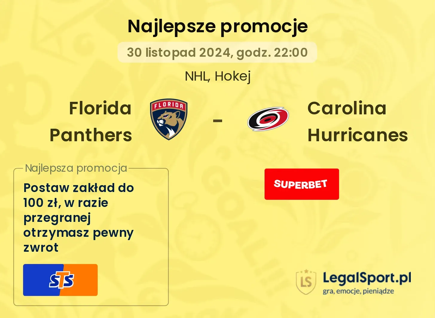 Carolina Hurricanes - Florida Panthers promocje bonusy na mecz