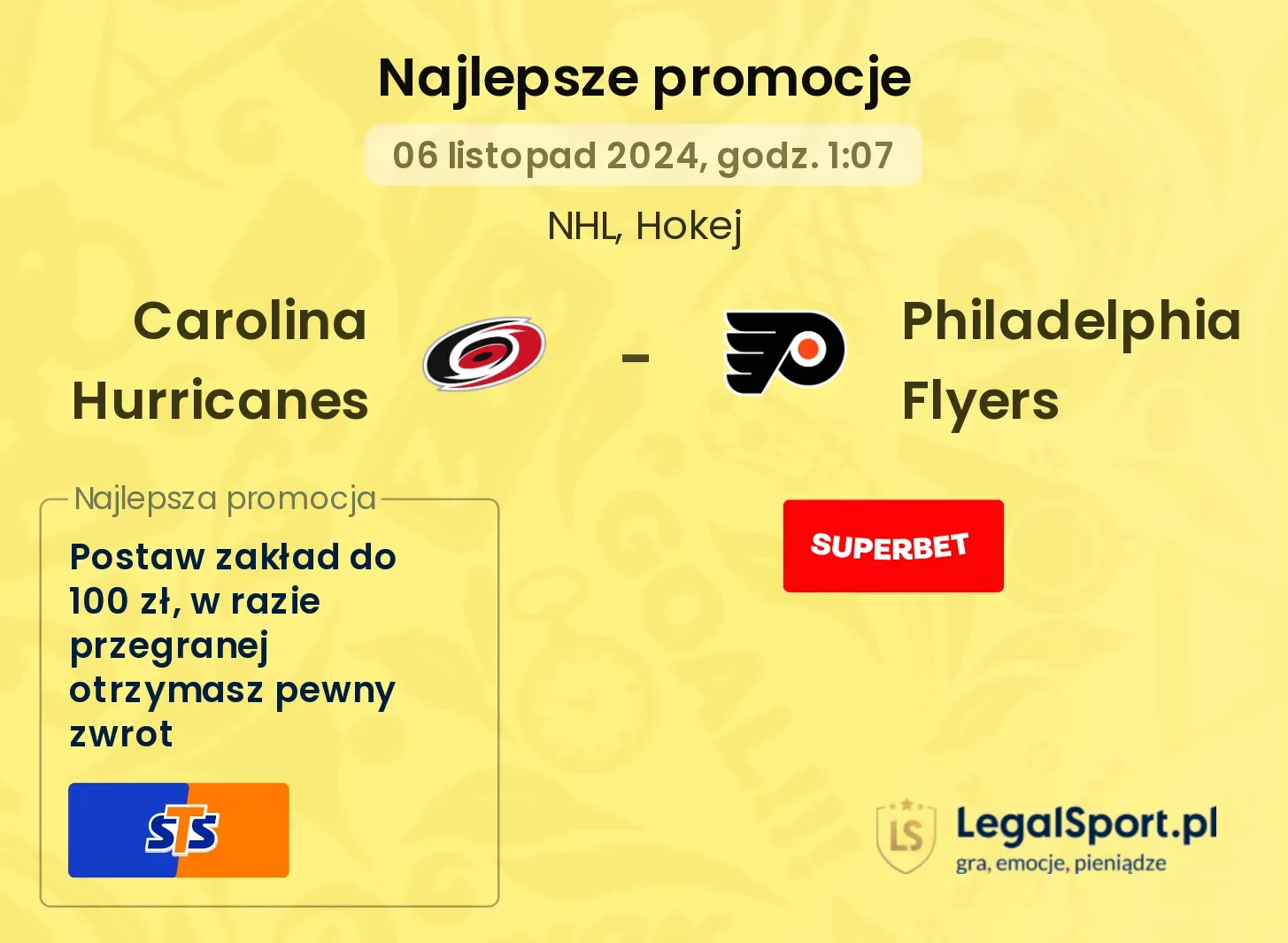 Carolina Hurricanes - Philadelphia Flyers promocje bonusy na mecz