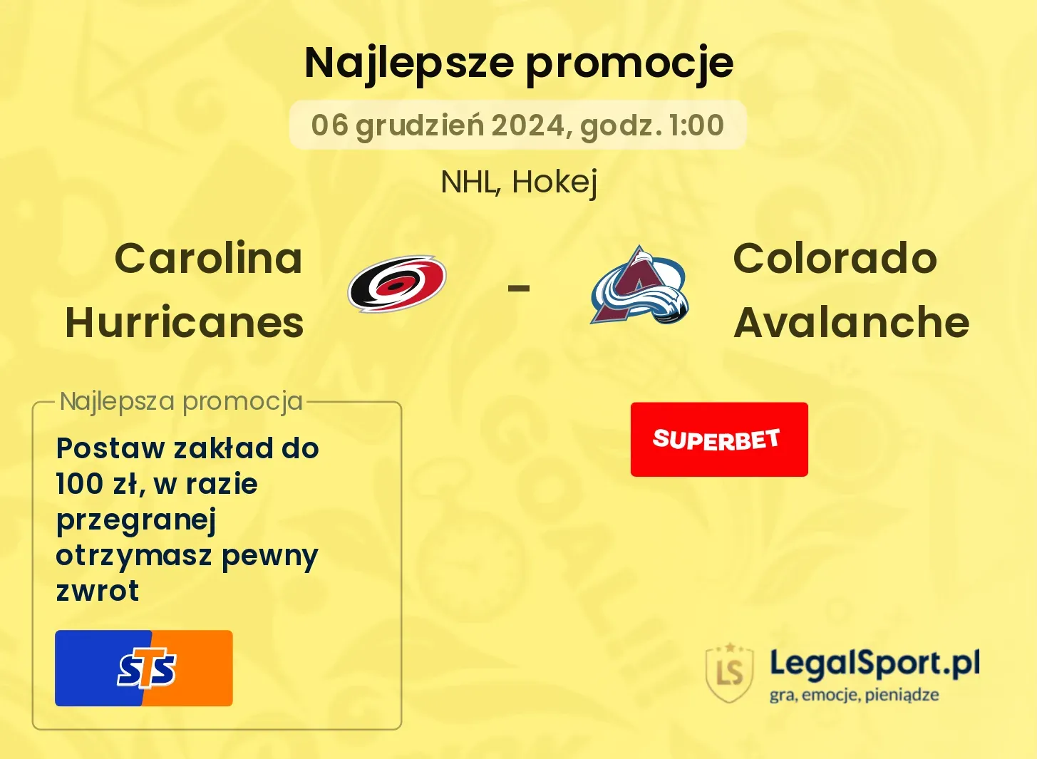 Colorado Avalanche - Carolina Hurricanes promocje bonusy na mecz