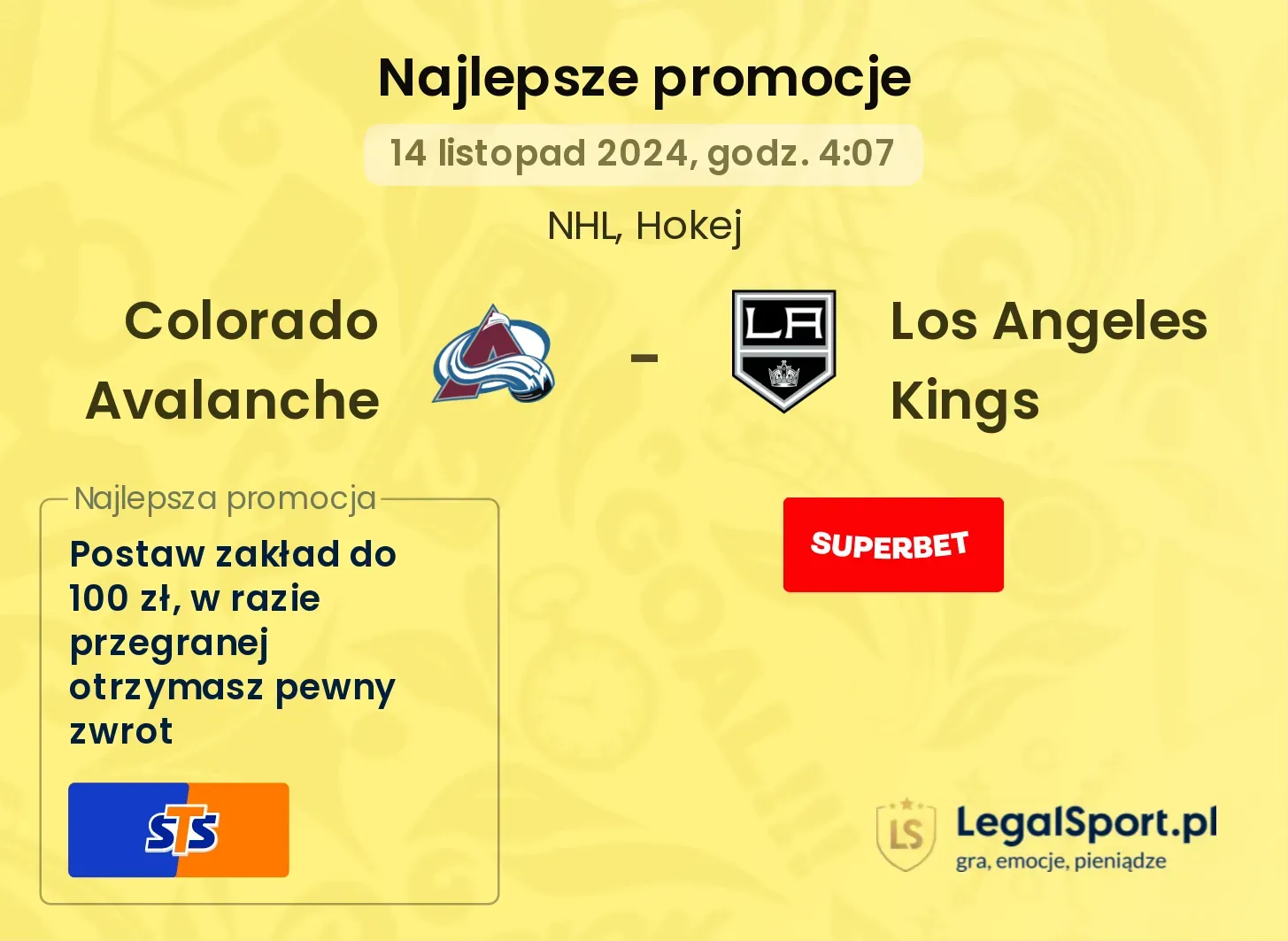 Colorado Avalanche - Los Angeles Kings promocje bonusy na mecz