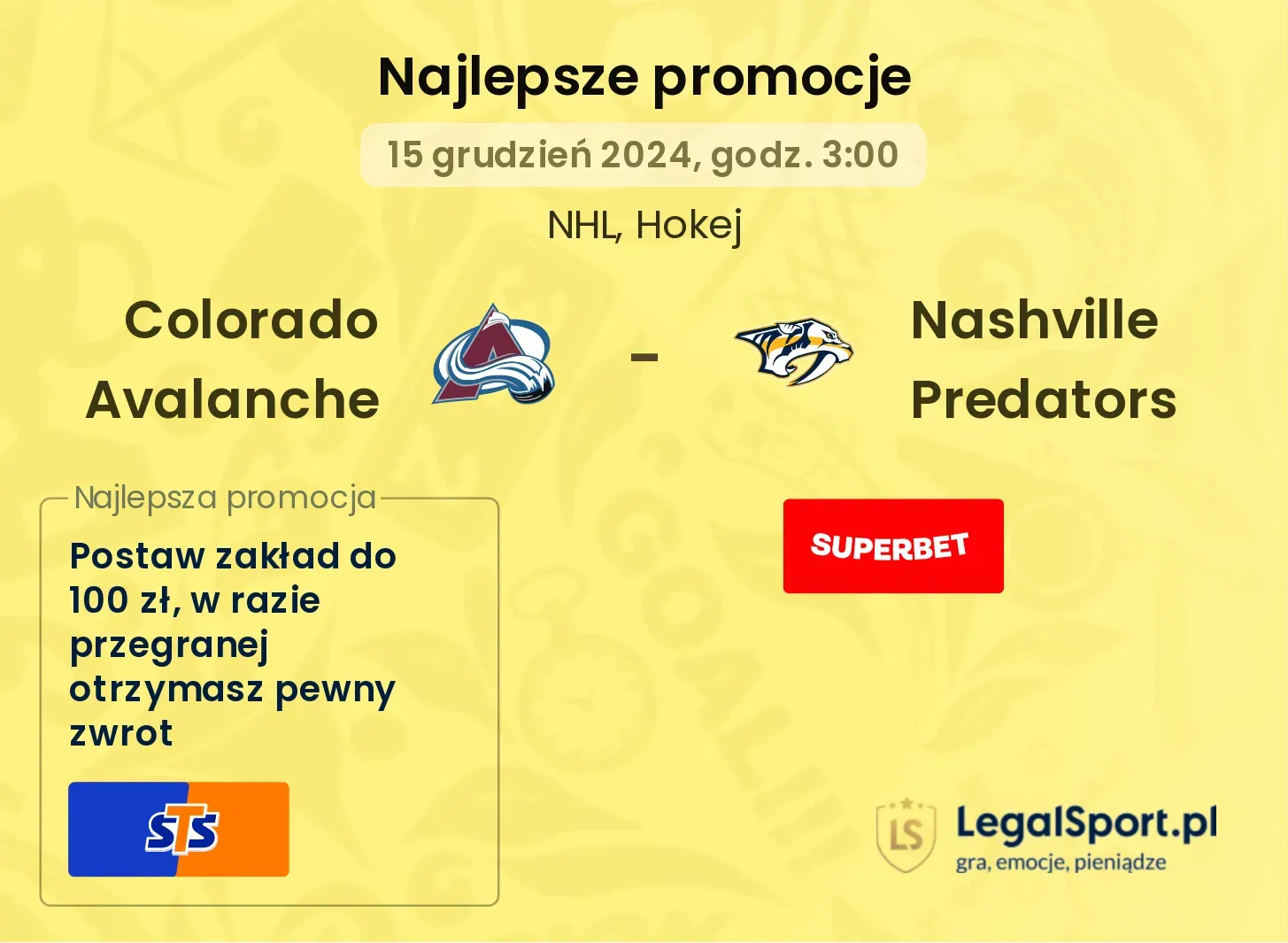 Colorado Avalanche - Nashville Predators promocje bukmacherskie