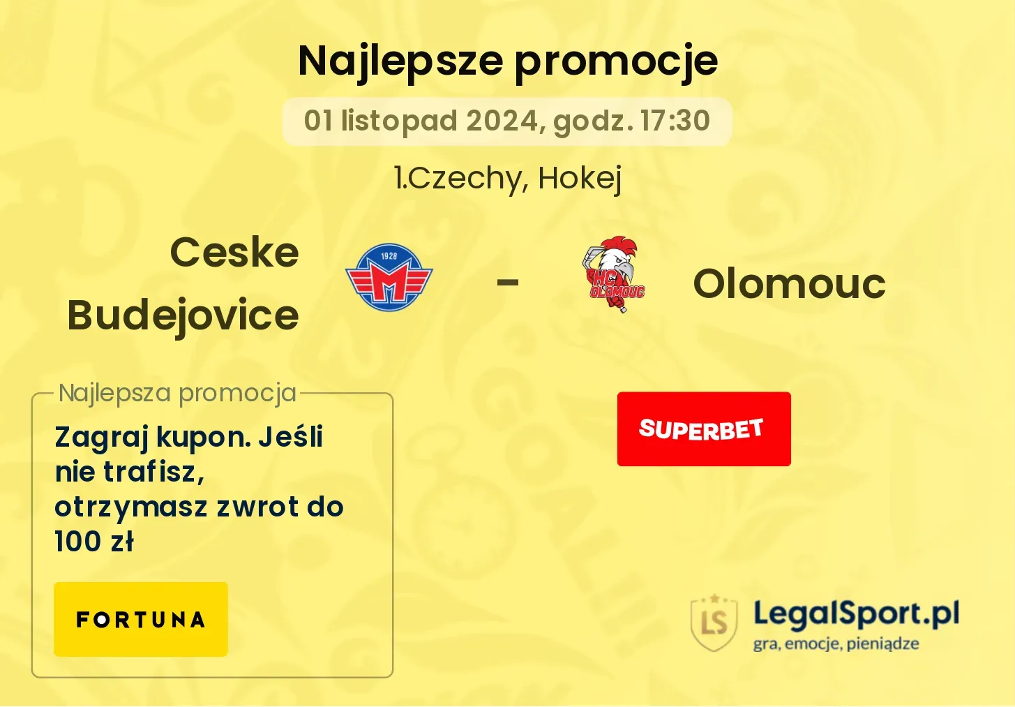 Ceske Budejovice  - Olomouc promocje bonusy na mecz