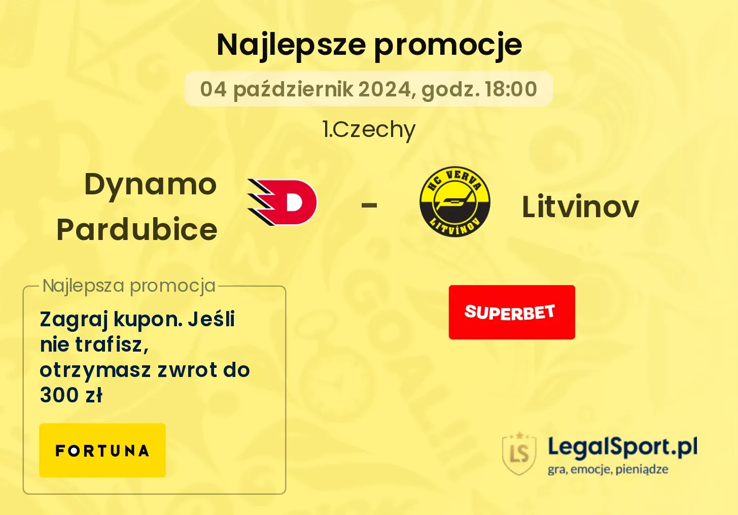 Dynamo Pardubice - Litvinov promocje bonusy na mecz