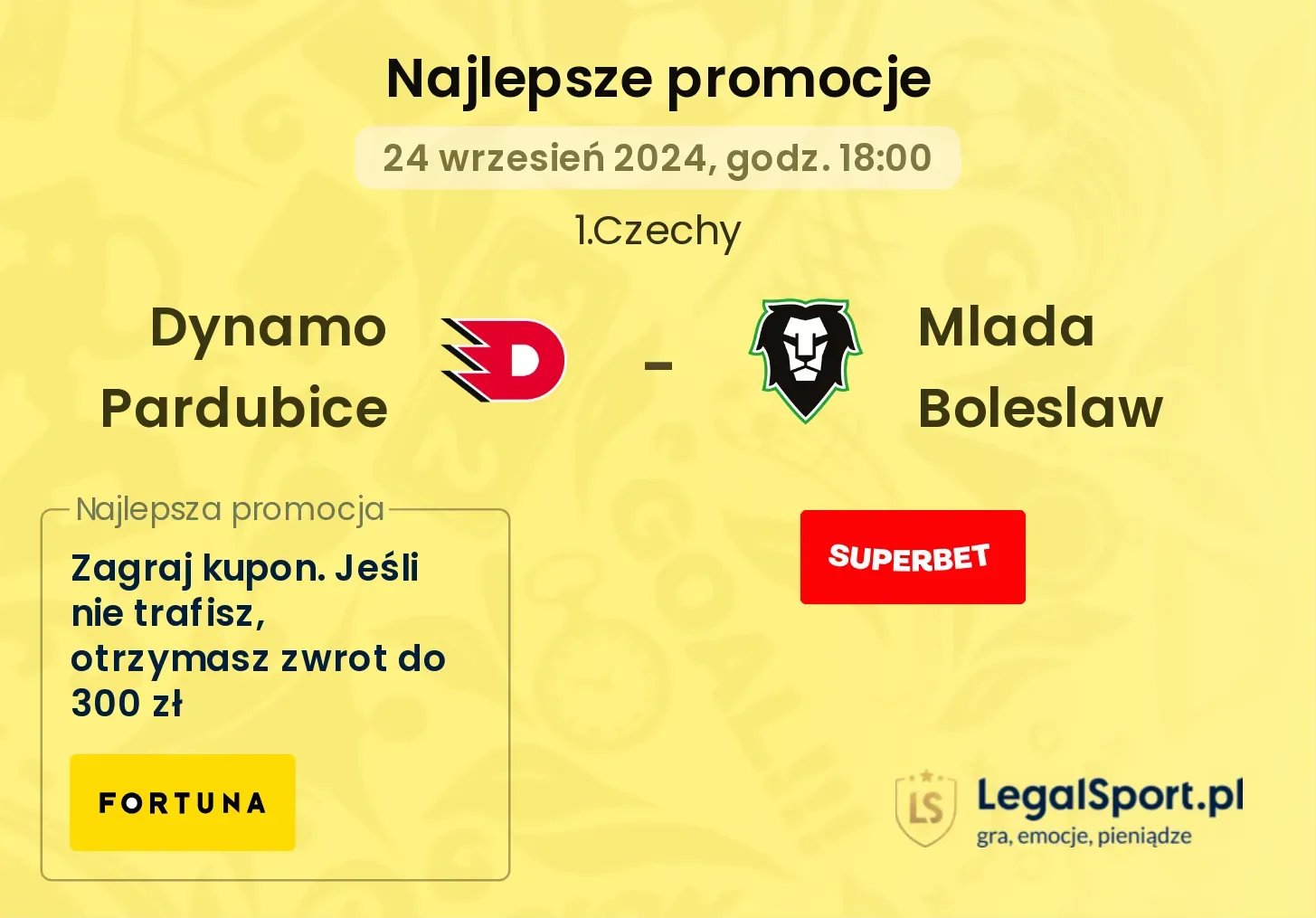 Dynamo Pardubice - Mlada Boleslaw promocje bonusy na mecz