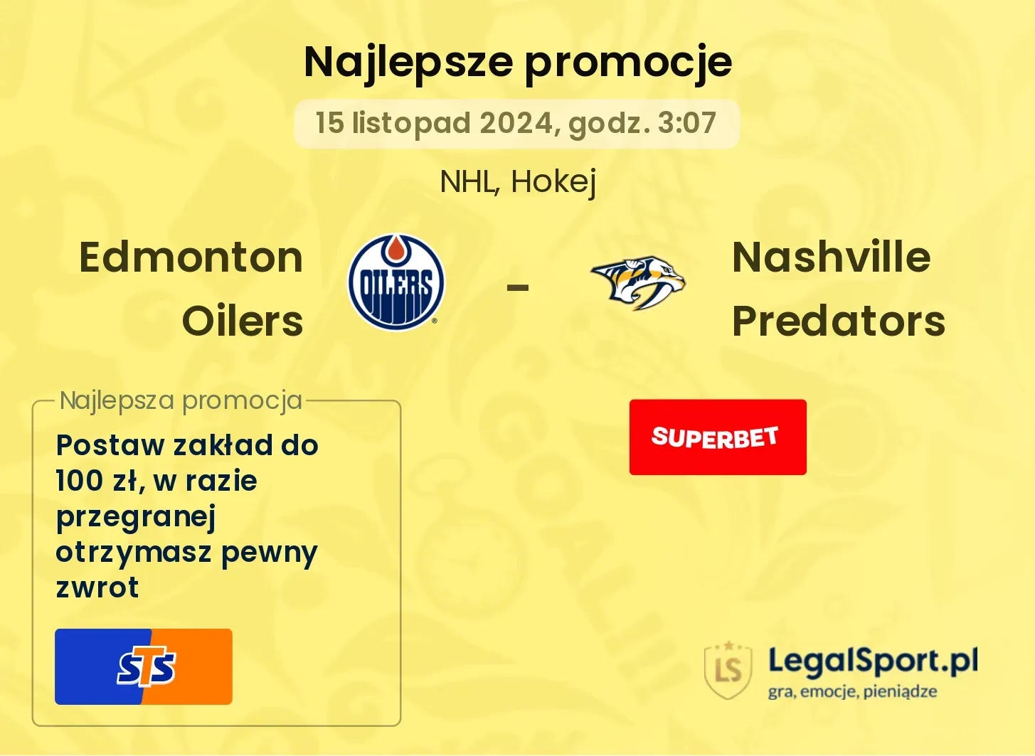 Edmonton Oilers - Nashville Predators promocje bonusy na mecz