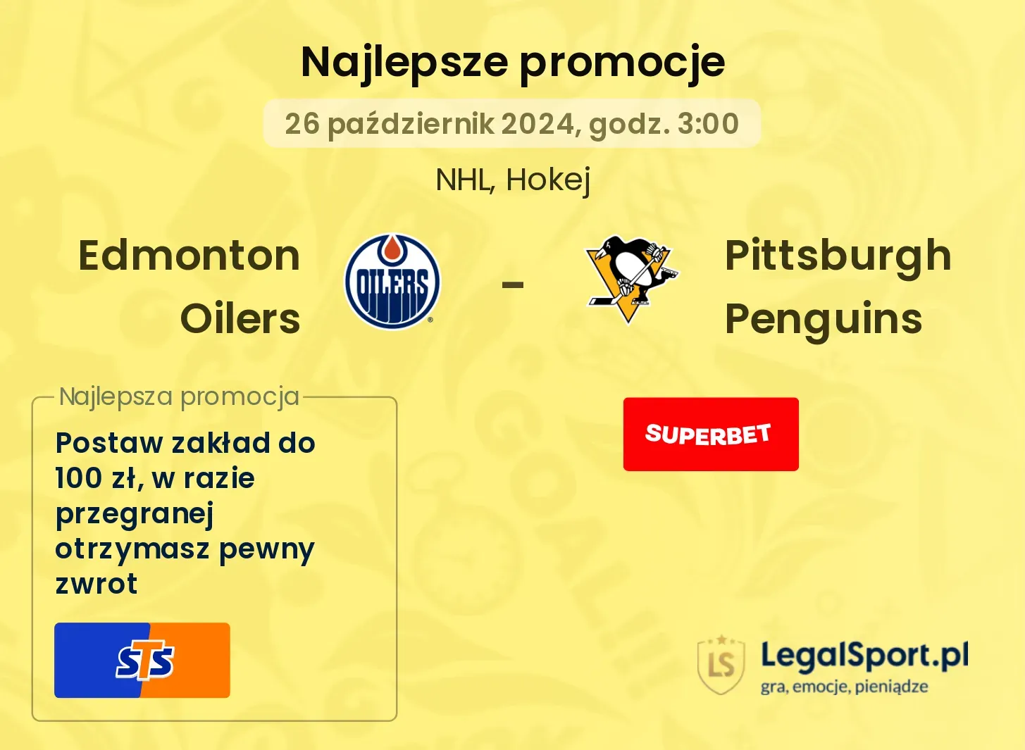 Edmonton Oilers - Pittsburgh Penguins promocje bonusy na mecz