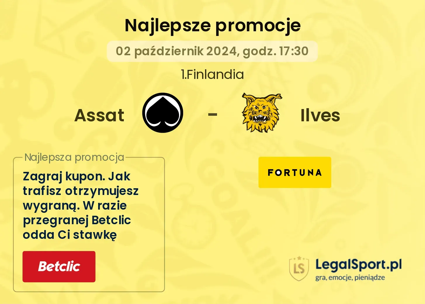 Assat - Ilves promocje bonusy na mecz