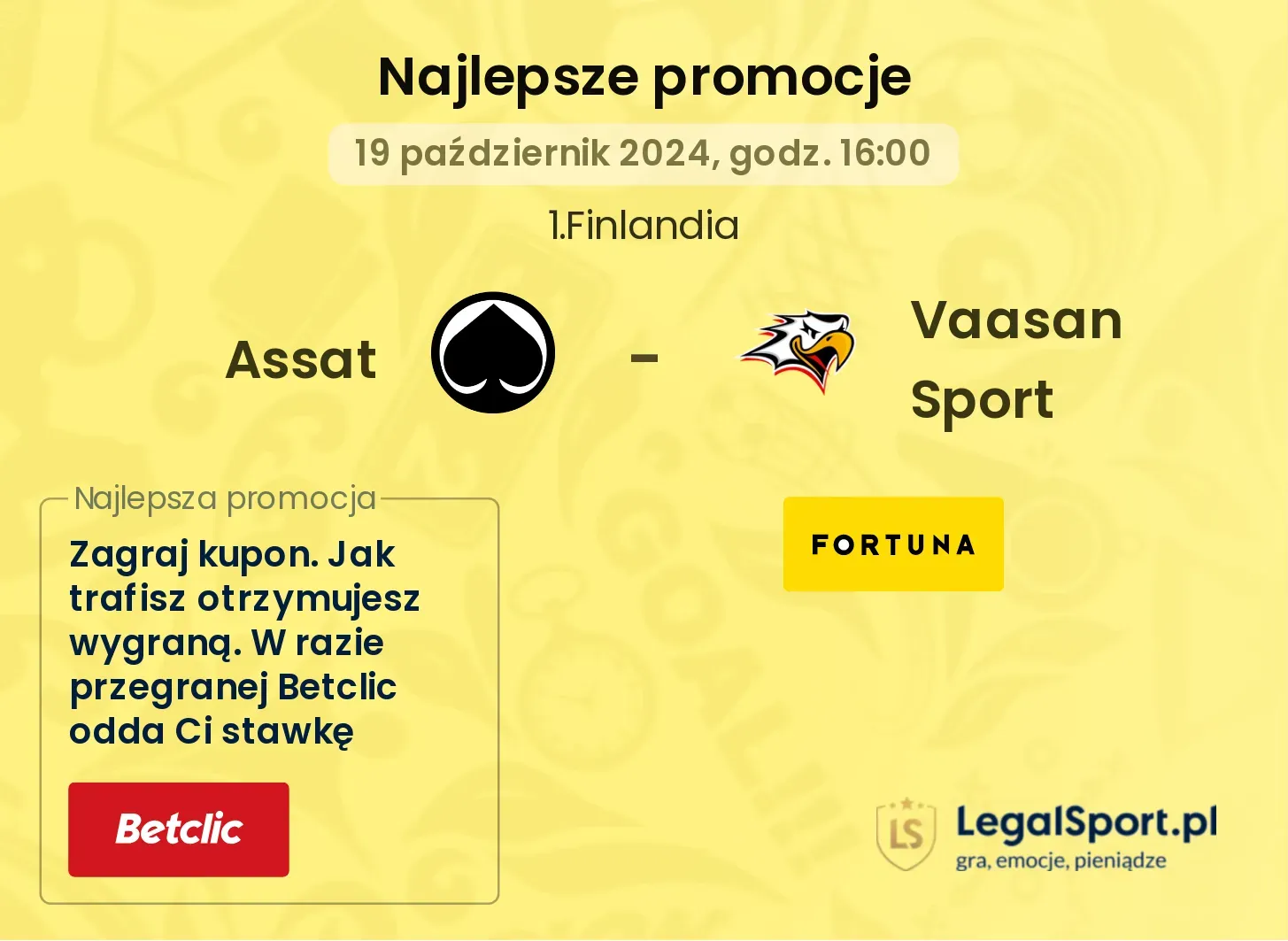 Assat - Vaasan Sport promocje bonusy na mecz