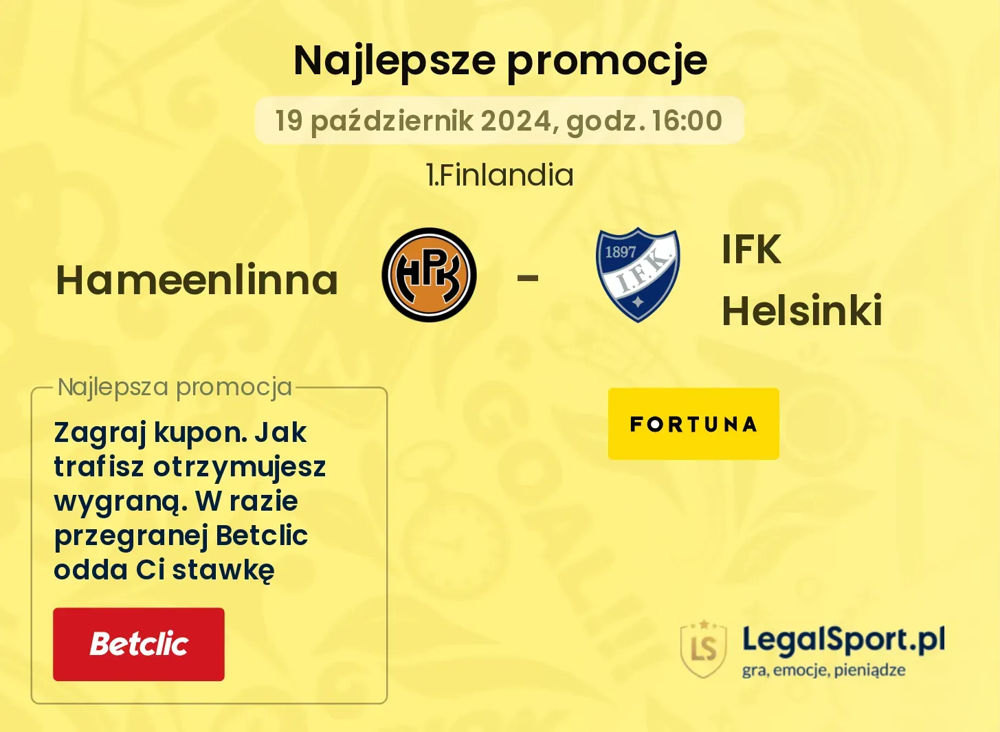 Hameenlinna - IFK Helsinki promocje bonusy na mecz