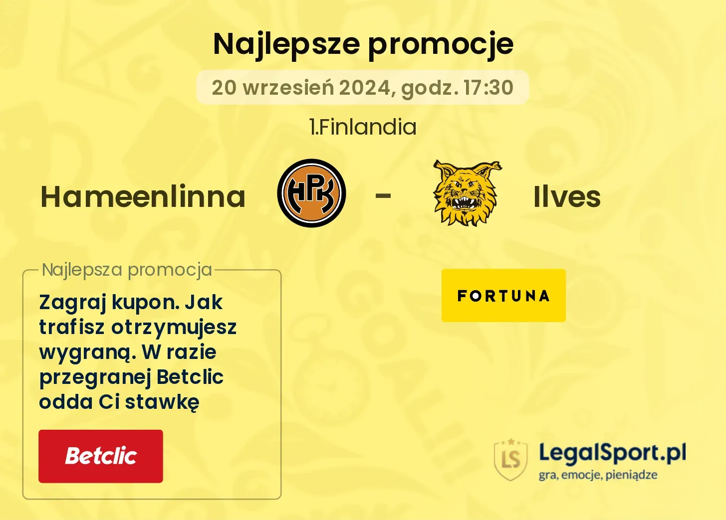 Hameenlinna - Ilves promocje bonusy na mecz