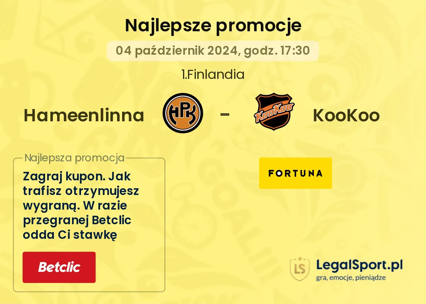 Hameenlinna - KooKoo promocje bonusy na mecz