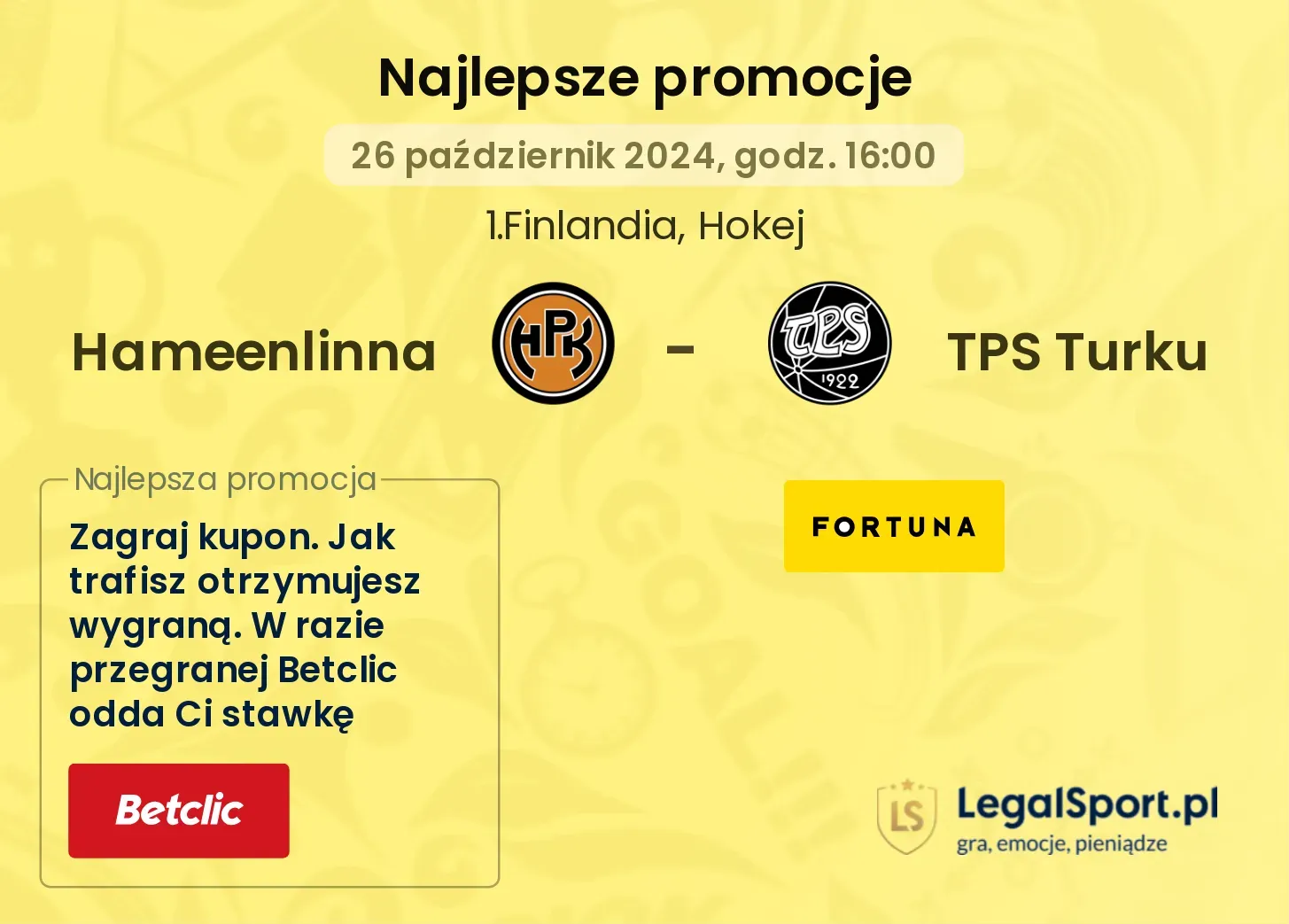 Hameenlinna - TPS Turku promocje bonusy na mecz