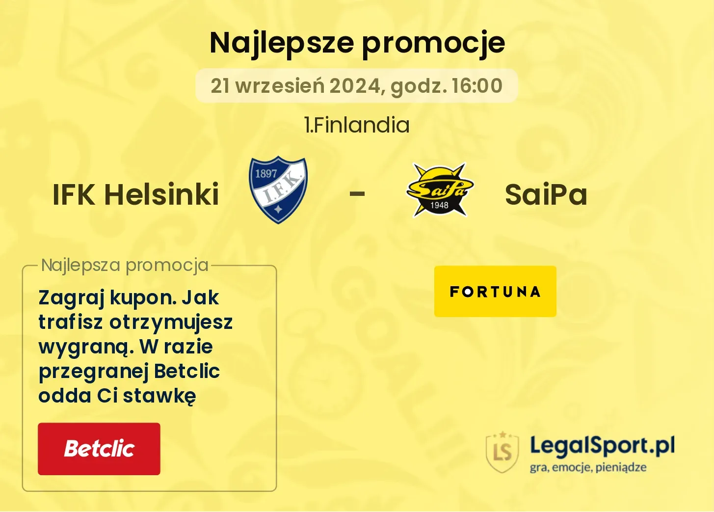 IFK Helsinki - SaiPa promocje bonusy na mecz