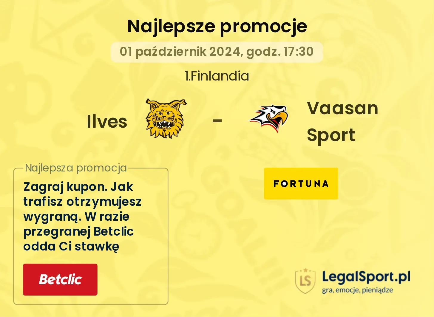 Ilves - Vaasan Sport promocje bonusy na mecz