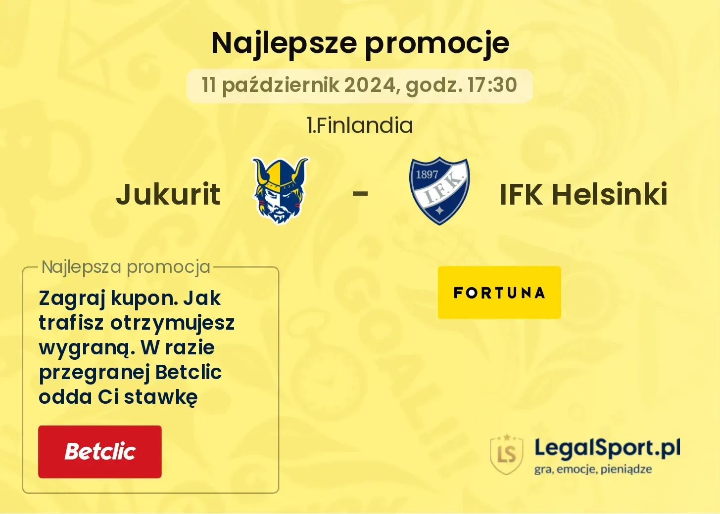 Jukurit - IFK Helsinki promocje bonusy na mecz