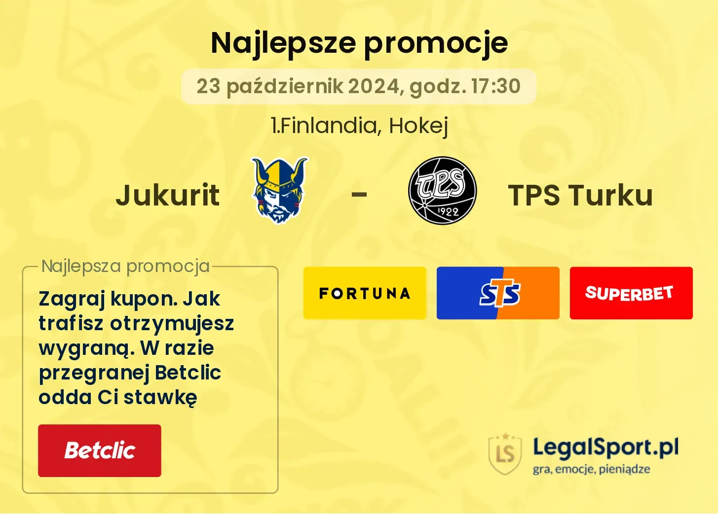 Jukurit - TPS Turku promocje bonusy na mecz