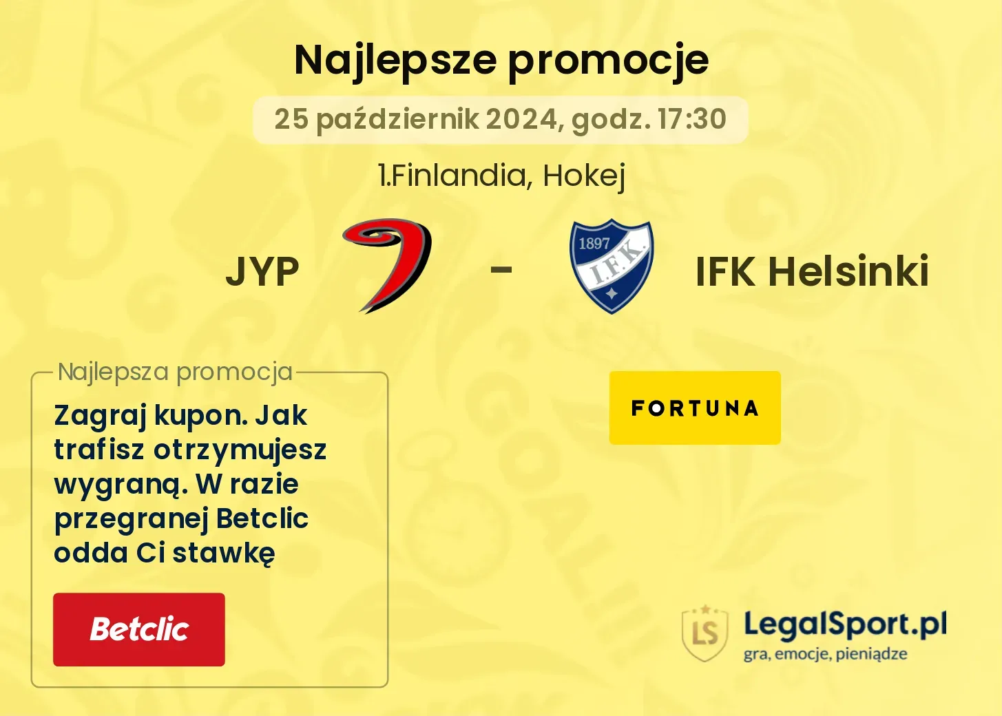 JYP - IFK Helsinki promocje bonusy na mecz