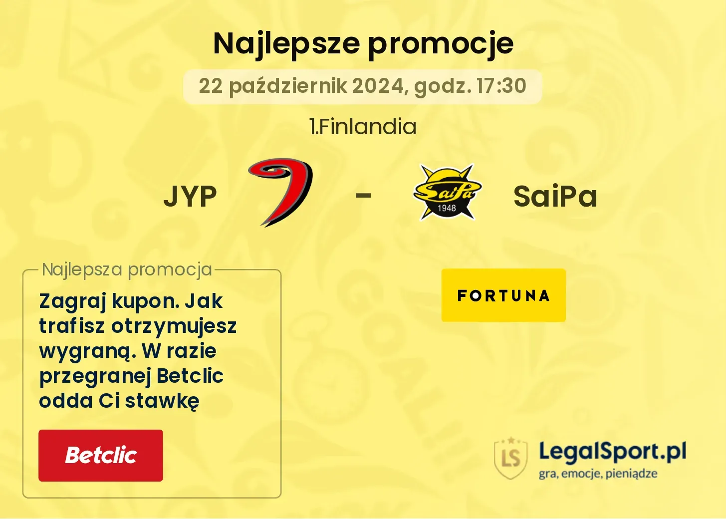 JYP - SaiPa promocje bonusy na mecz