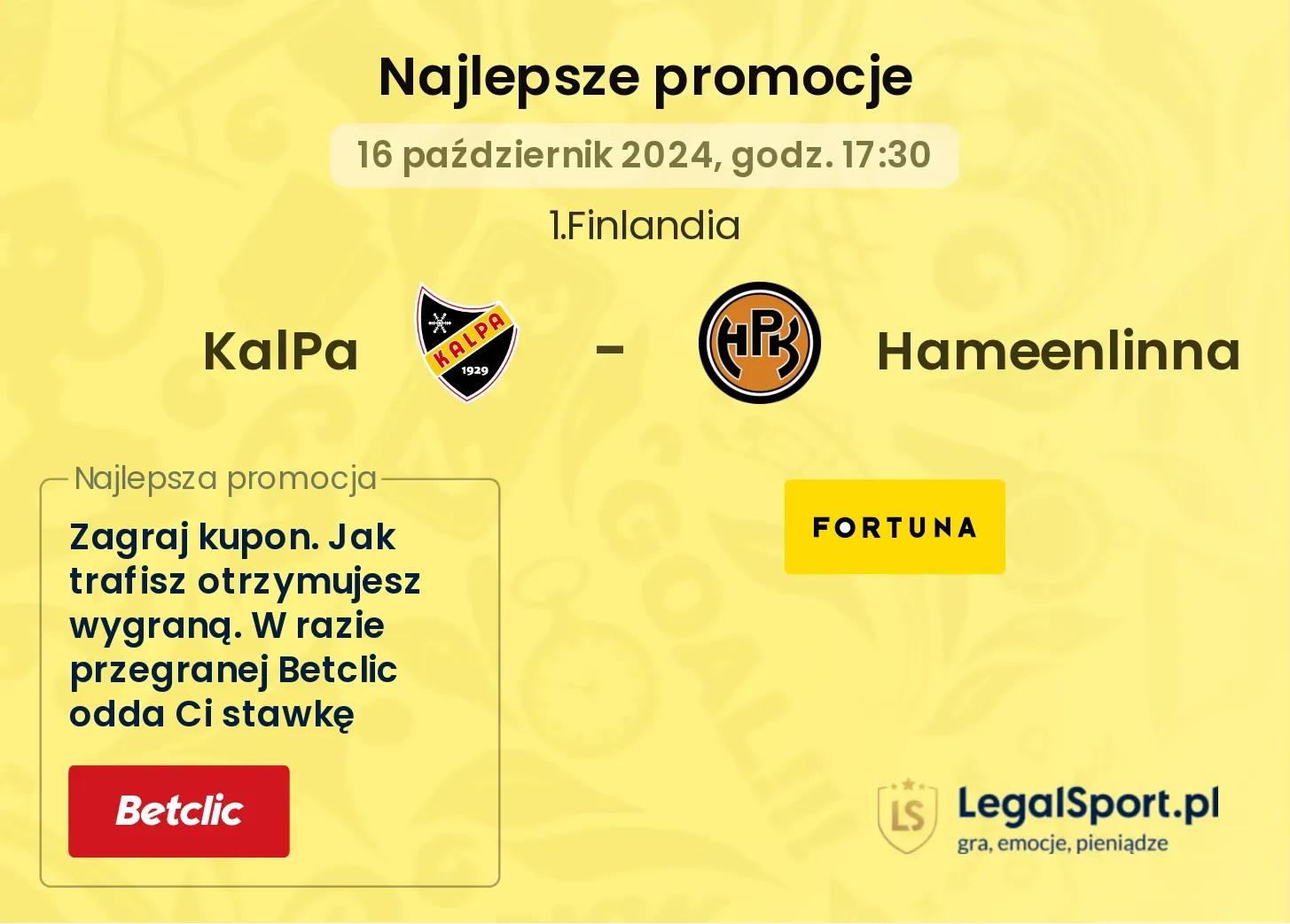 KalPa - Hameenlinna promocje bonusy na mecz