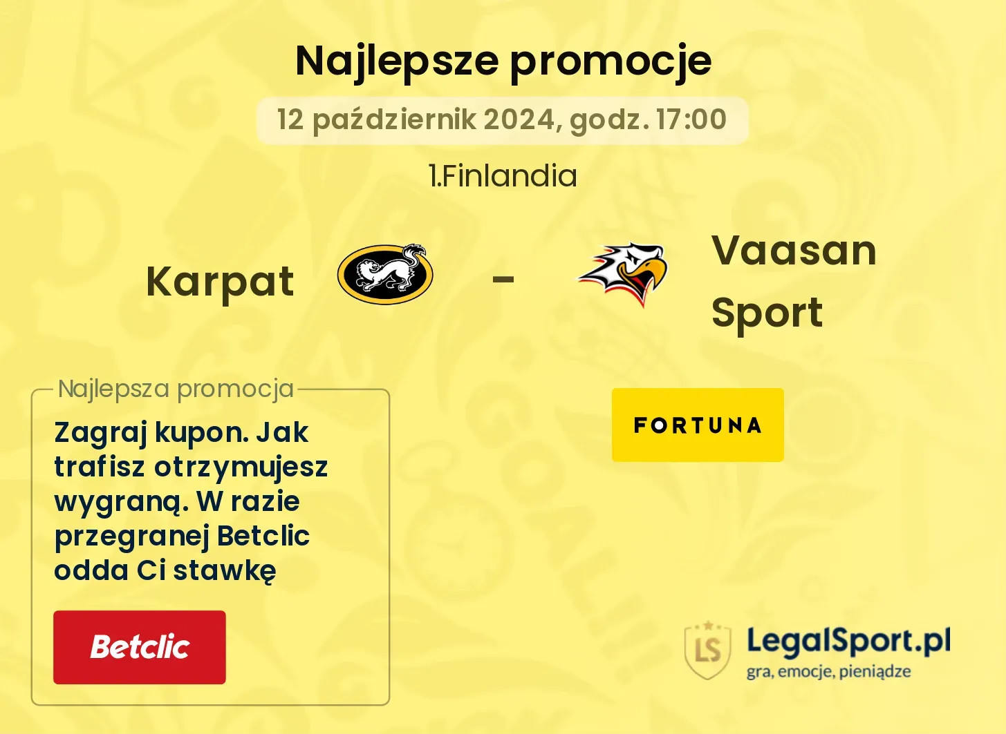 Karpat - Vaasan Sport promocje bonusy na mecz