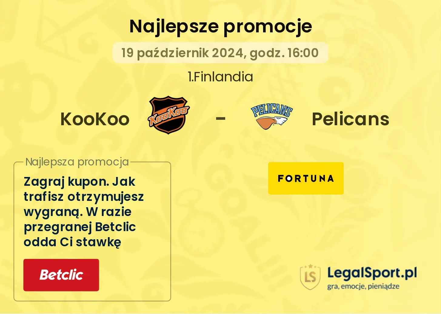 KooKoo - Pelicans promocje bonusy na mecz