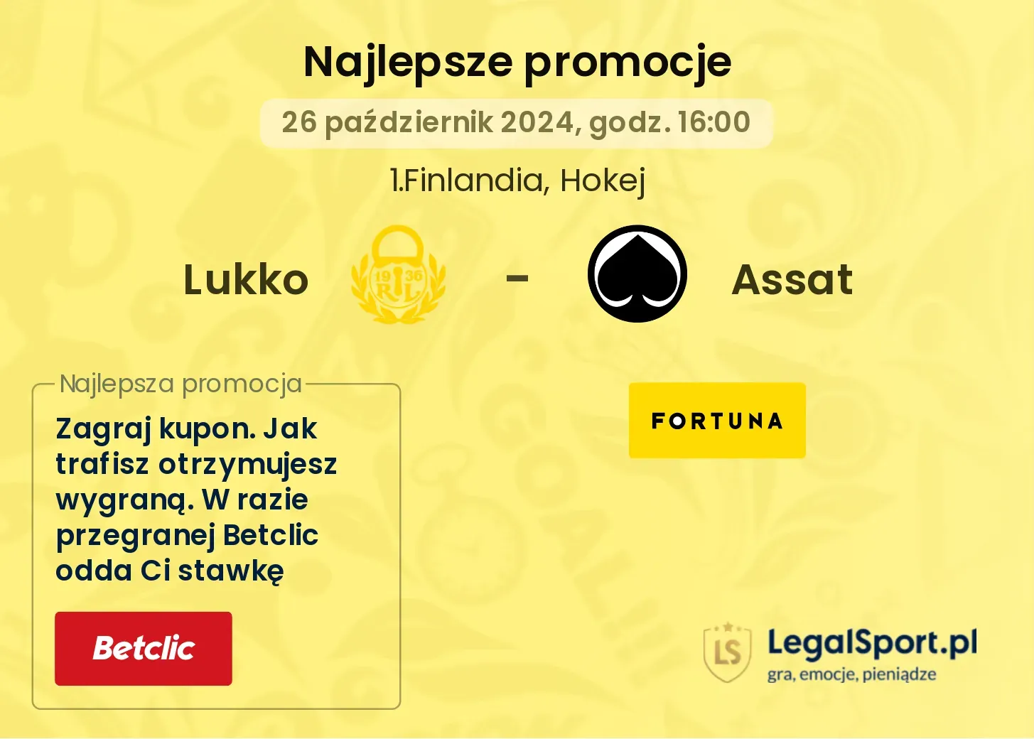 Lukko - Assat promocje bonusy na mecz