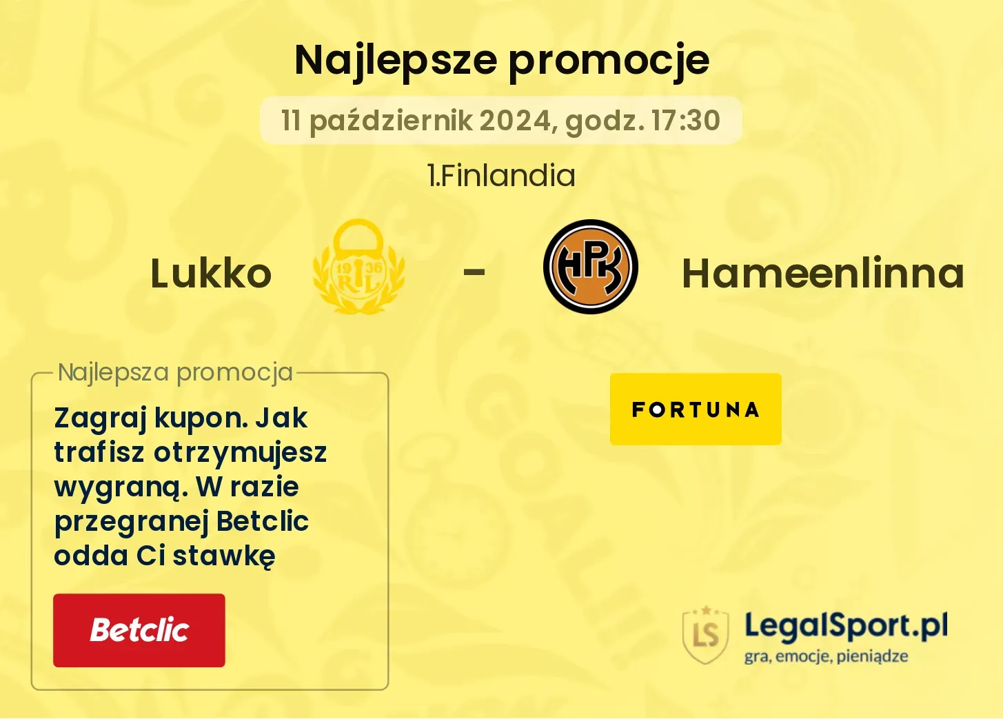 Lukko - Hameenlinna promocje bonusy na mecz