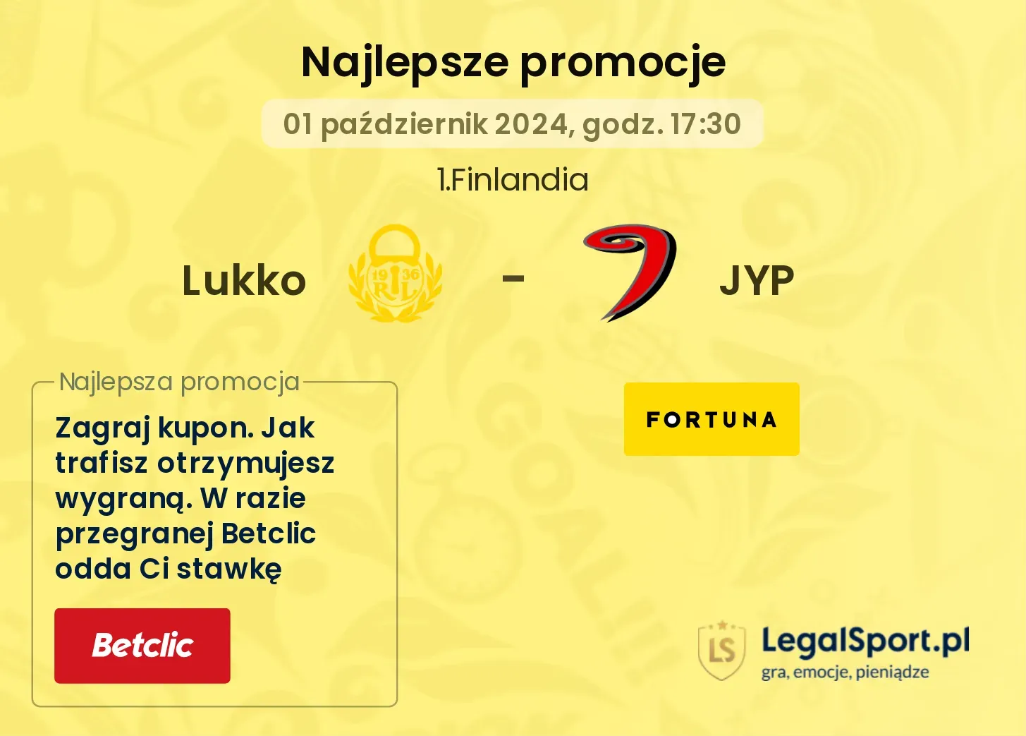 Lukko - JYP promocje bonusy na mecz