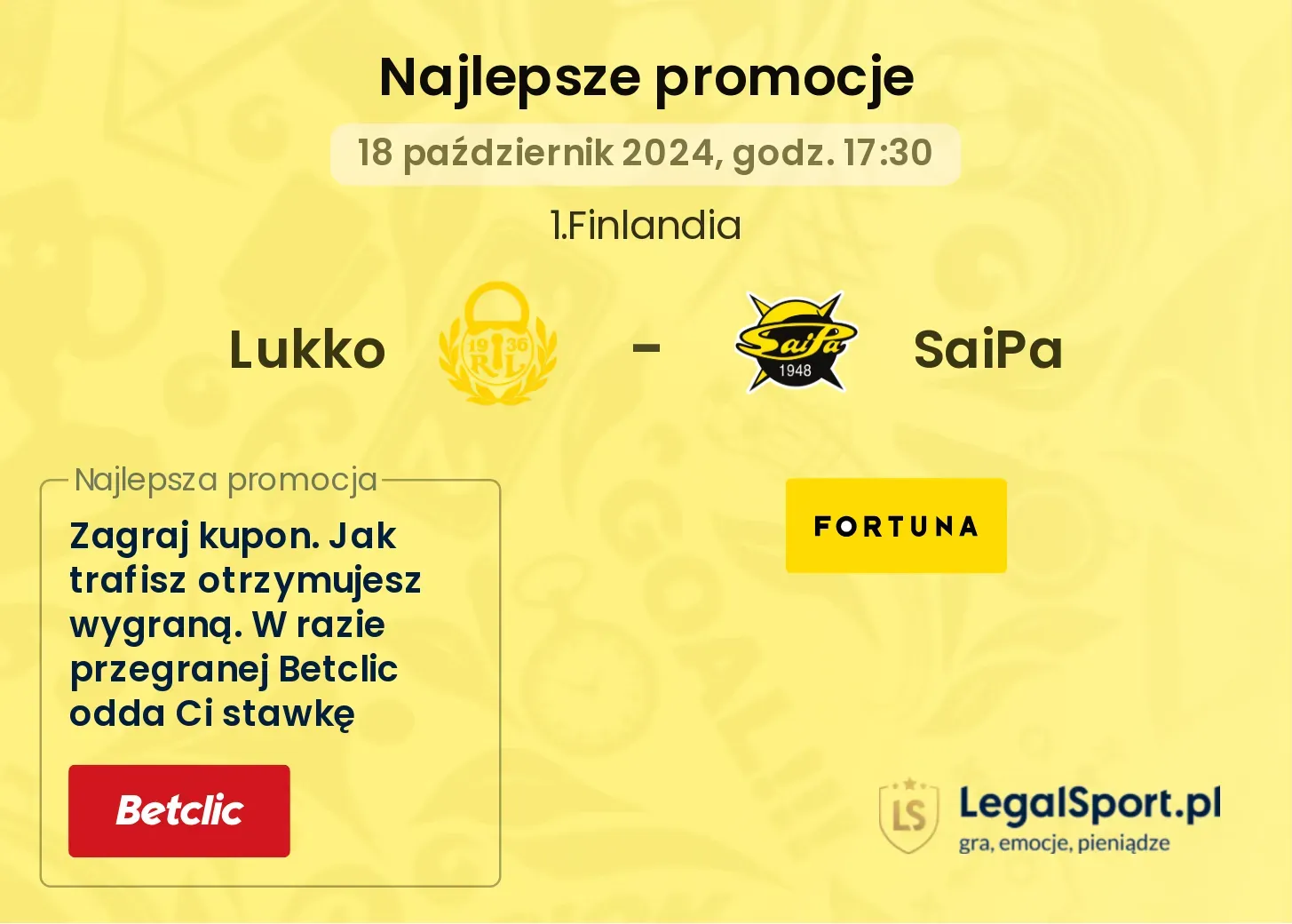 Lukko - SaiPa promocje bonusy na mecz