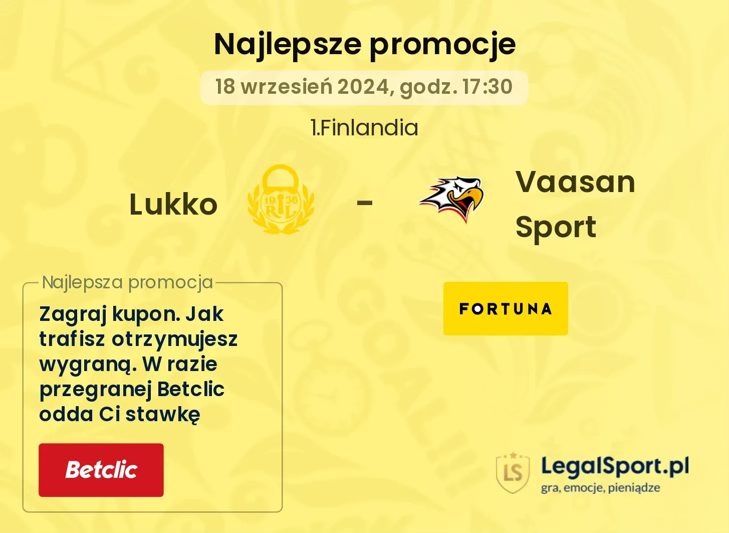 Lukko - Vaasan Sport promocje bonusy na mecz