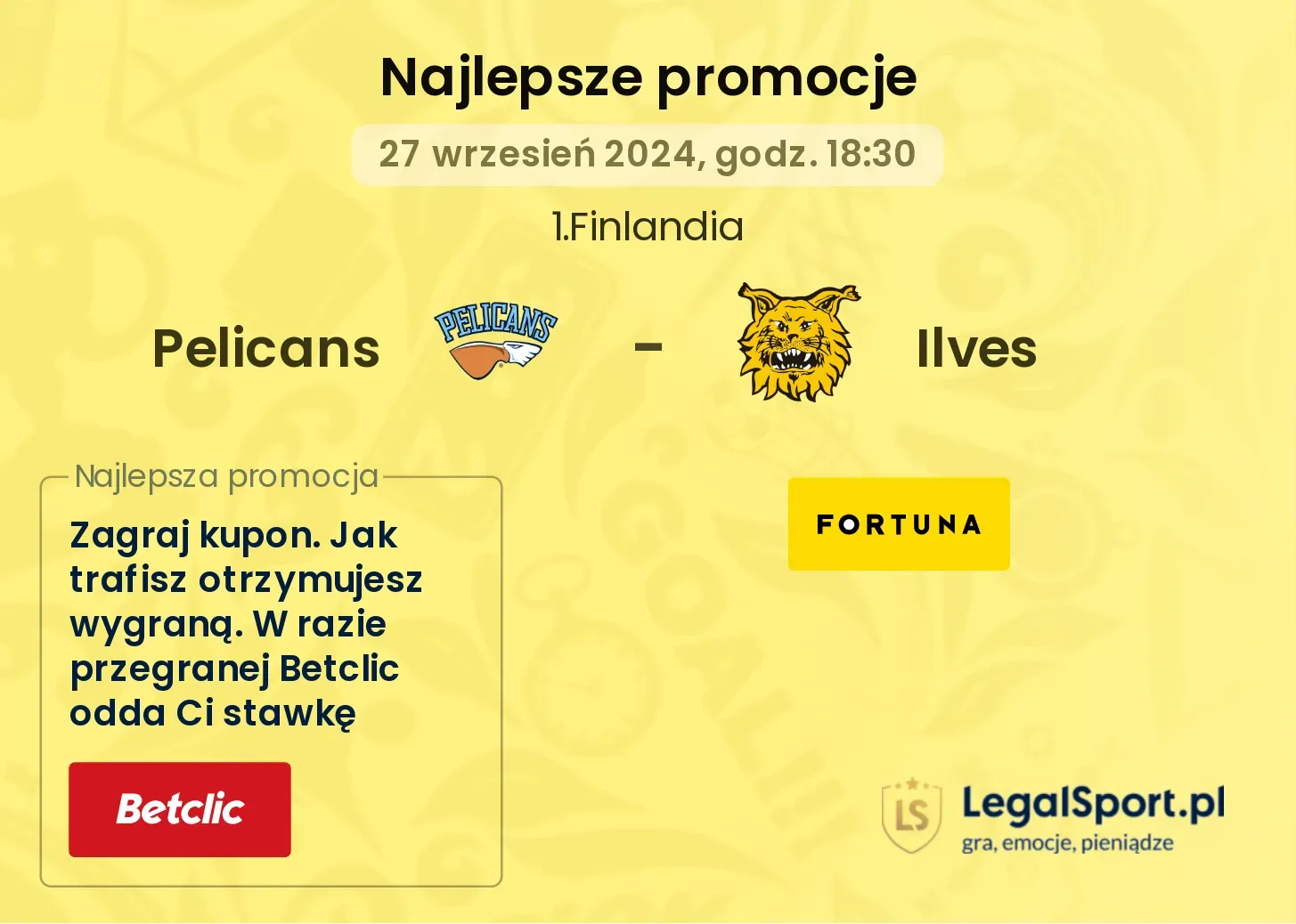 Pelicans - Ilves promocje bonusy na mecz