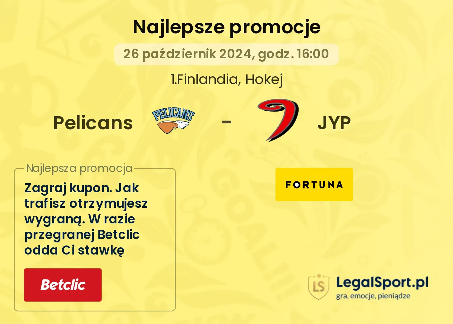 Pelicans - JYP promocje bonusy na mecz