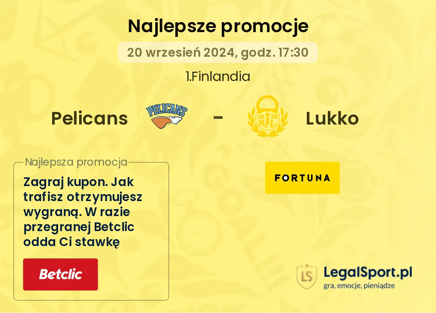 Pelicans - Lukko promocje bonusy na mecz