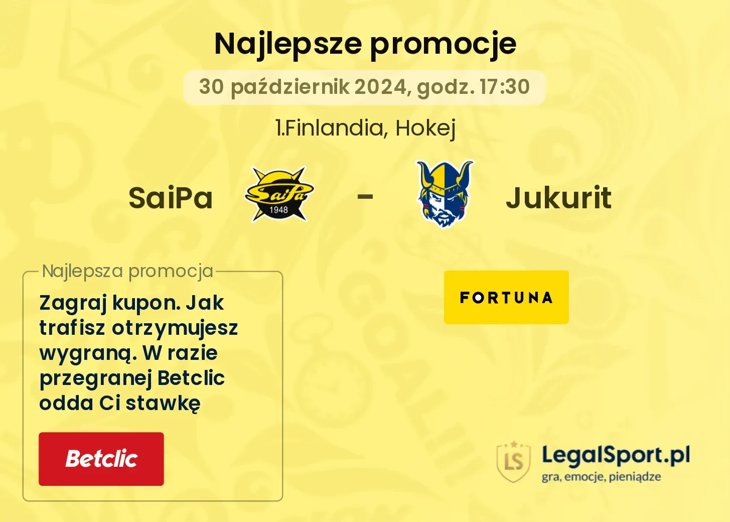 SaiPa - Jukurit promocje bonusy na mecz