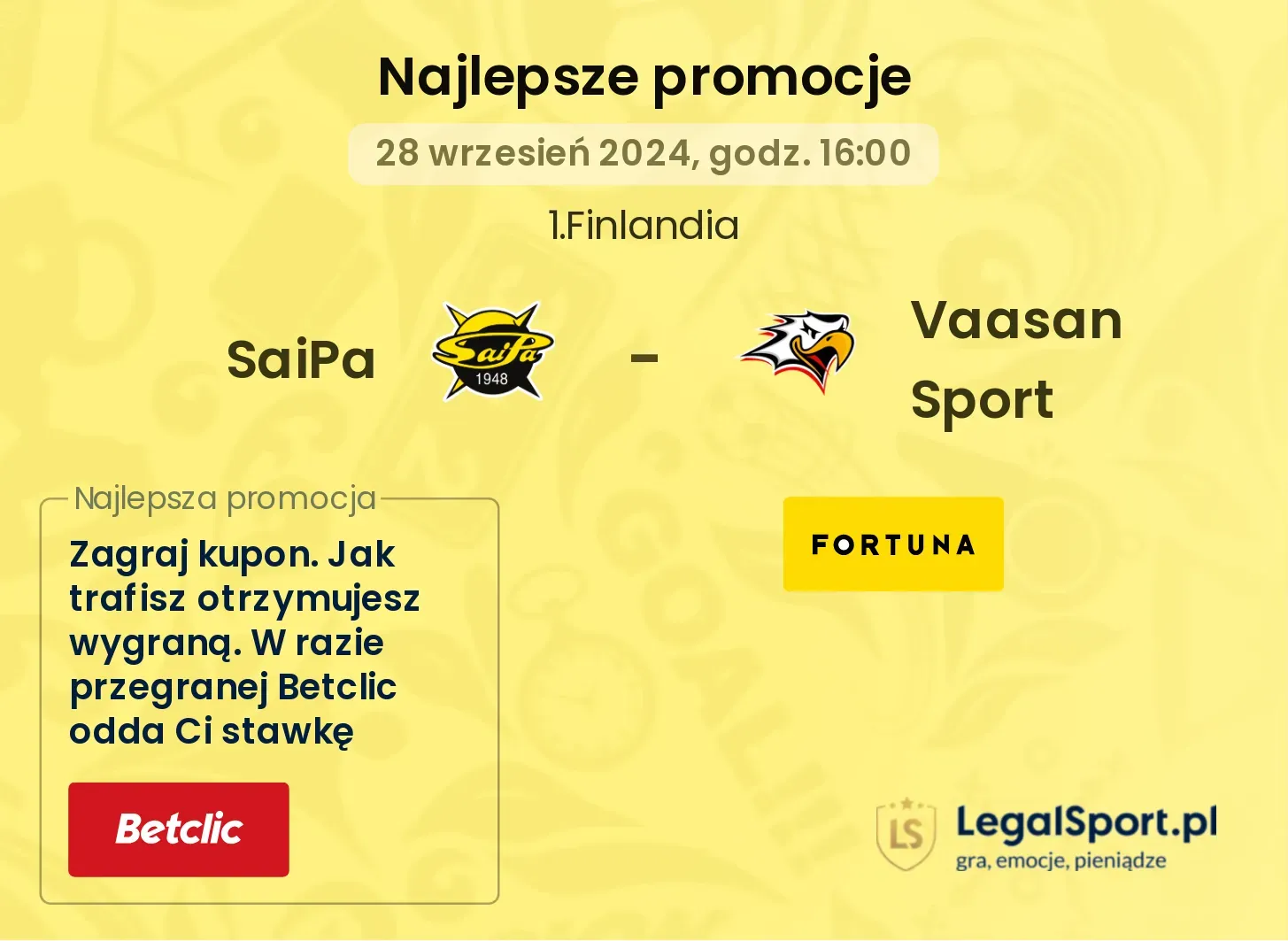 SaiPa - Vaasan Sport promocje bonusy na mecz