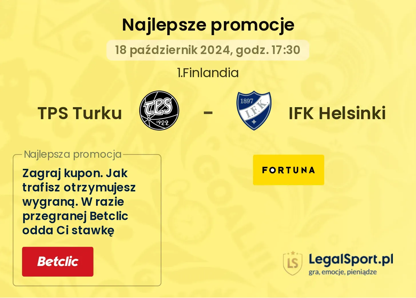 TPS Turku - IFK Helsinki promocje bonusy na mecz