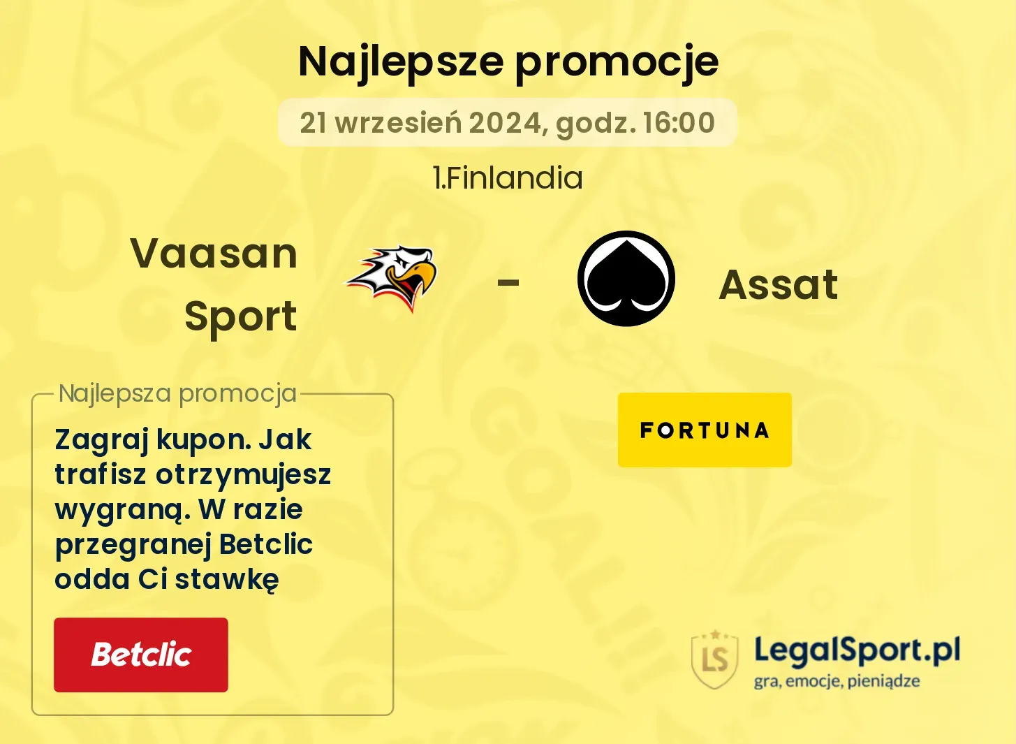 Vaasan Sport - Assat promocje bonusy na mecz