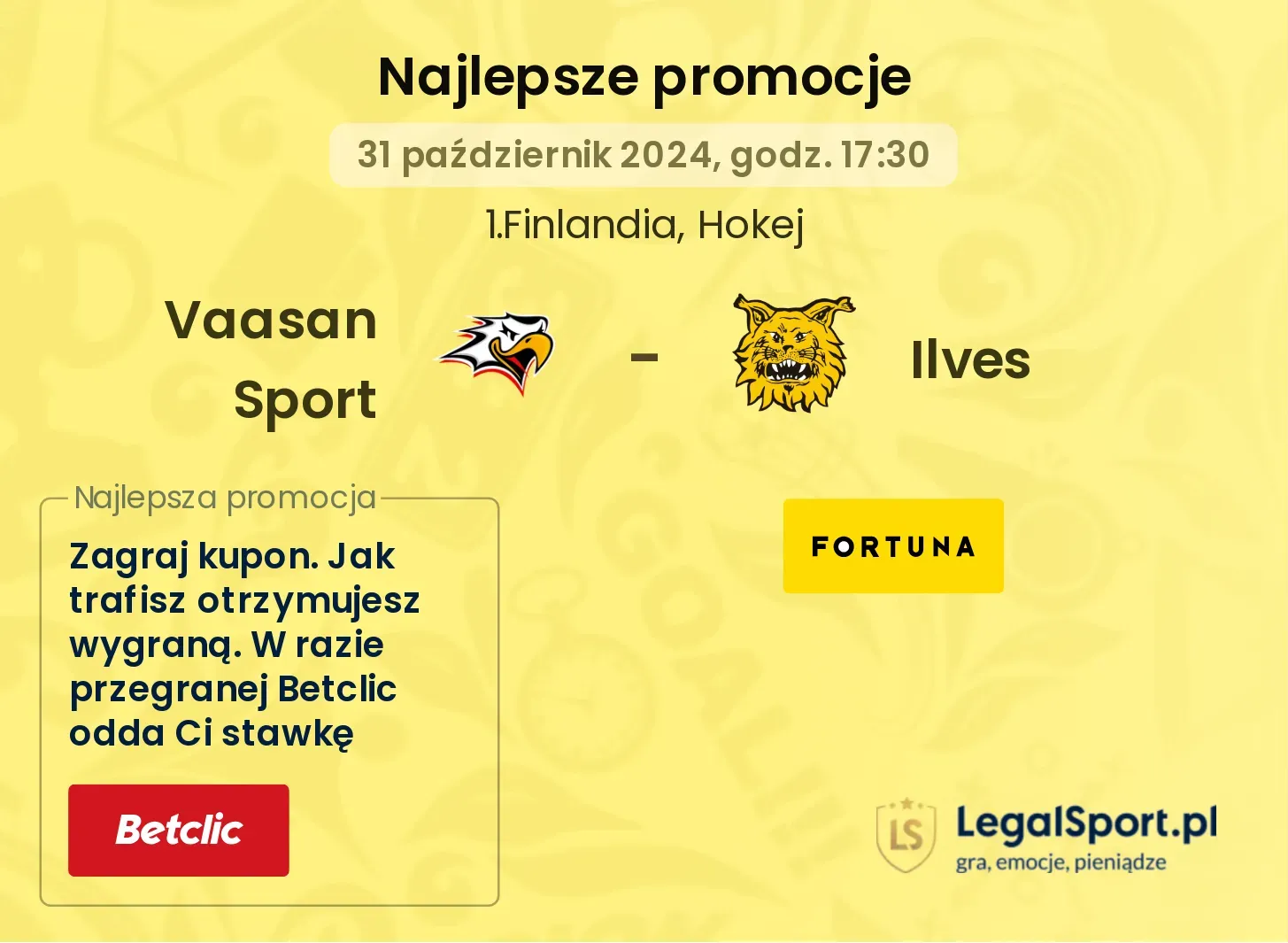 Vaasan Sport - Ilves promocje bonusy na mecz