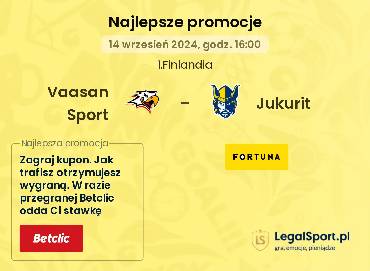 Vaasan Sport - Jukurit promocje bonusy na mecz