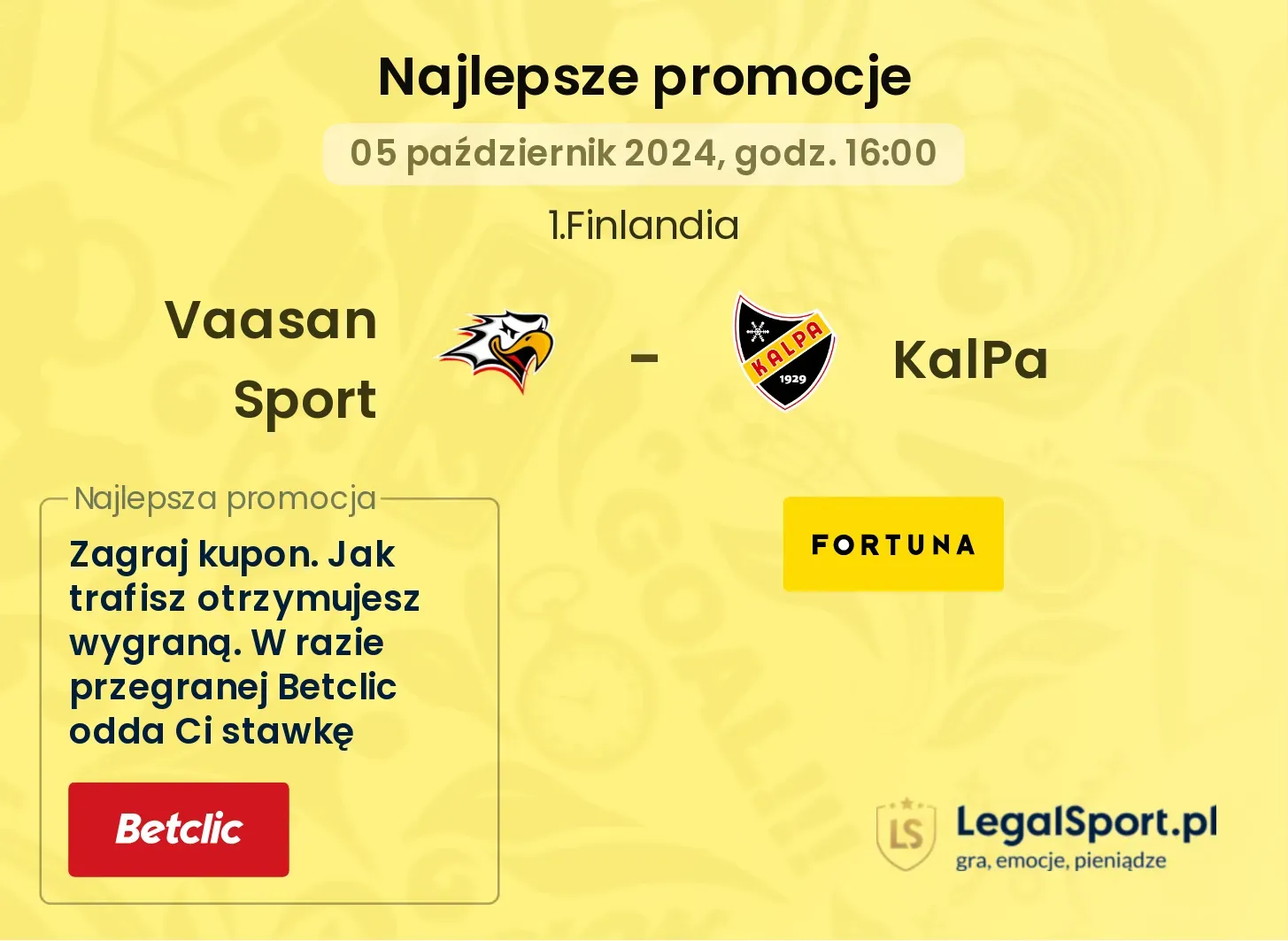 Vaasan Sport - KalPa promocje bonusy na mecz