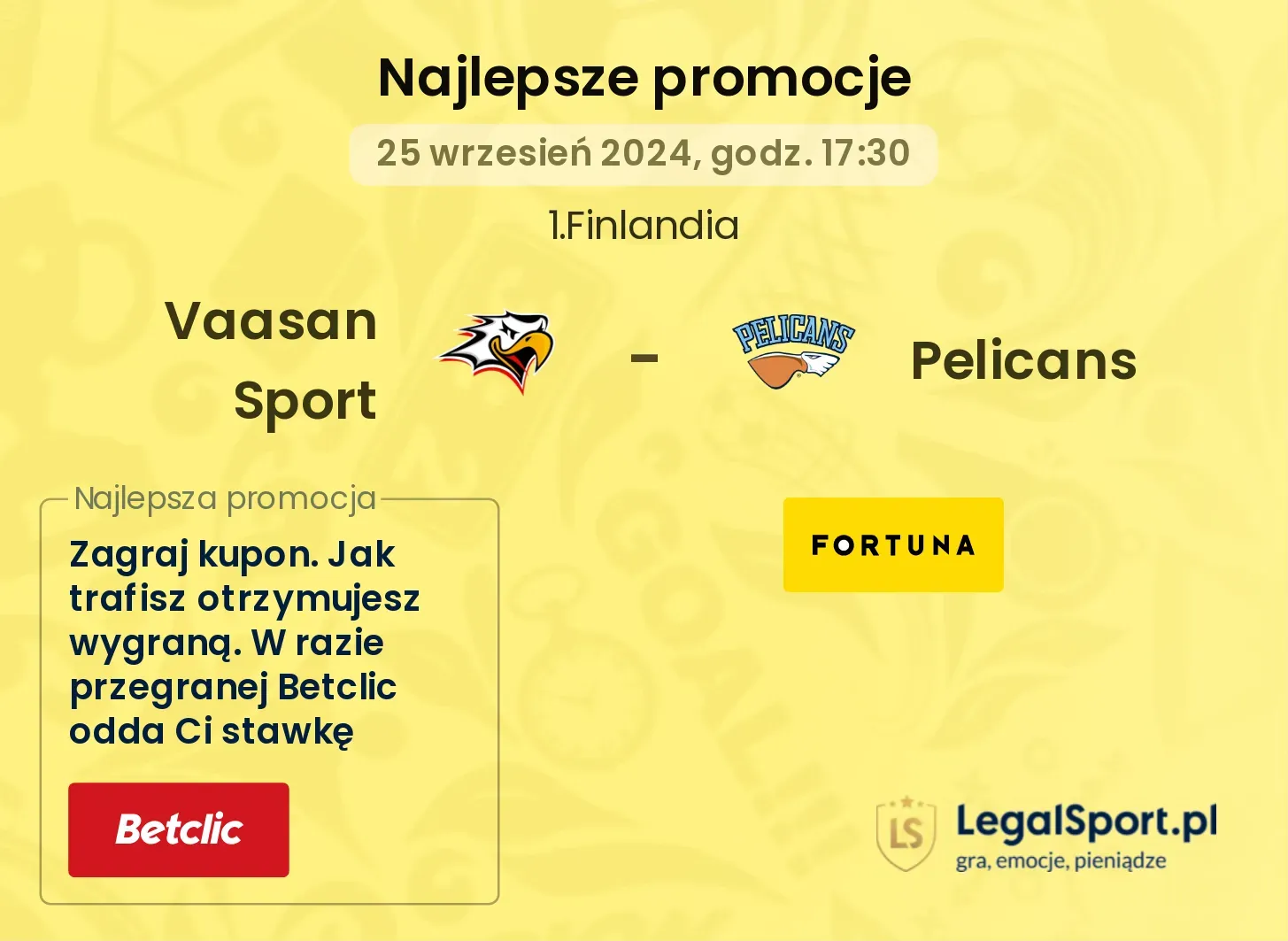 Vaasan Sport - Pelicans promocje bonusy na mecz